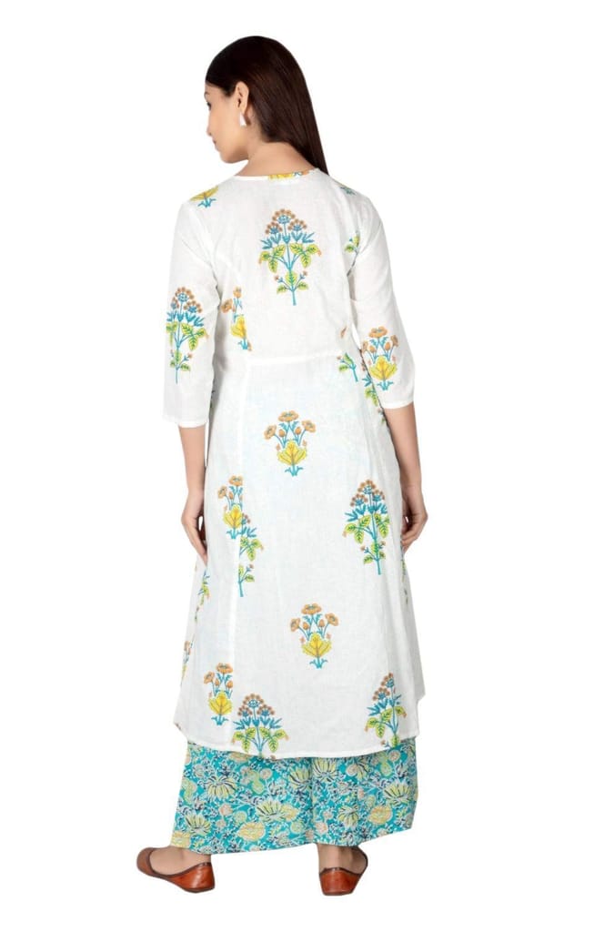 JAIPURETHNICWEAVES Women's Cotton Cambric Floral Printed Anarkali Kurta & Palazzo Set