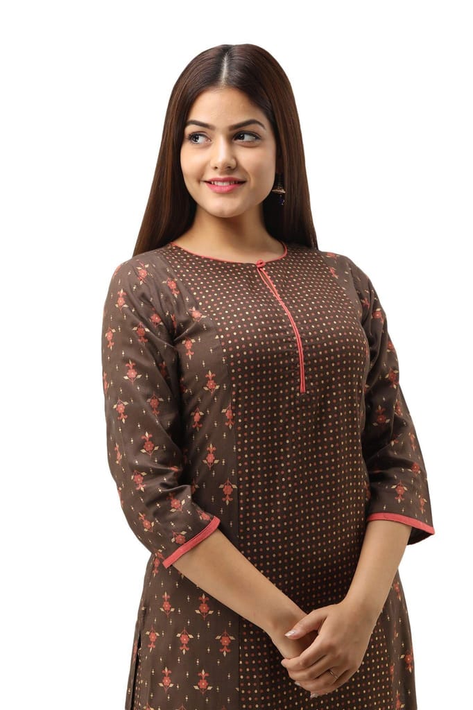 JAIPURETHNICWEAVES Women's Rayon Geometric Printed Straight Kurta & Palazzo Set