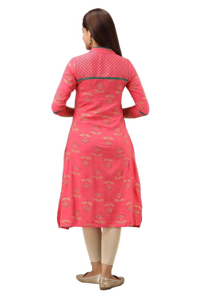 JAIPURETHNICWEAVES Women's Rayon Floral Printed A-Line Kurta