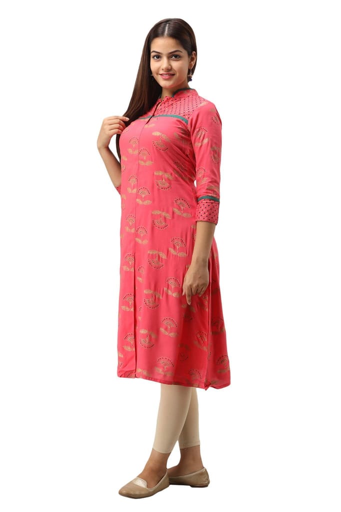 JAIPURETHNICWEAVES Women's Rayon Floral Printed A-Line Kurta
