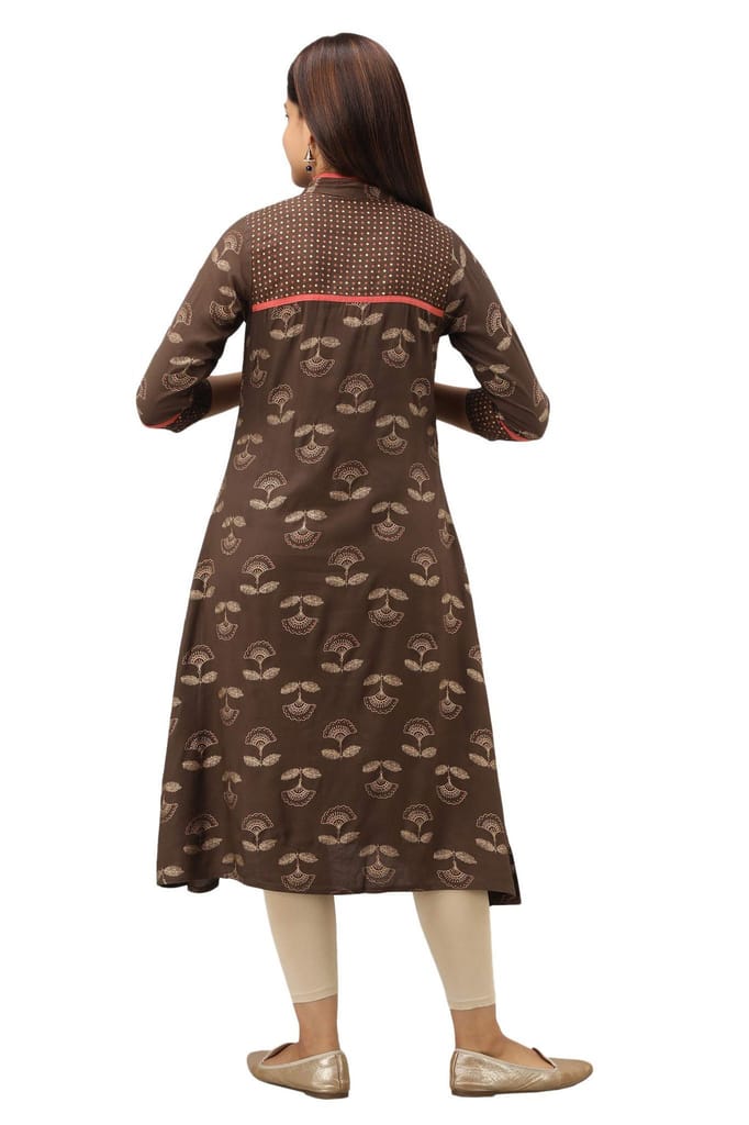 JAIPURETHNICWEAVES Women's Rayon Floral Printed A-Line Kurta