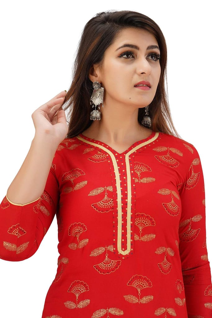 JAIPURETHNICWEAVES Women's Rayon Buti Printed Straight Kurta