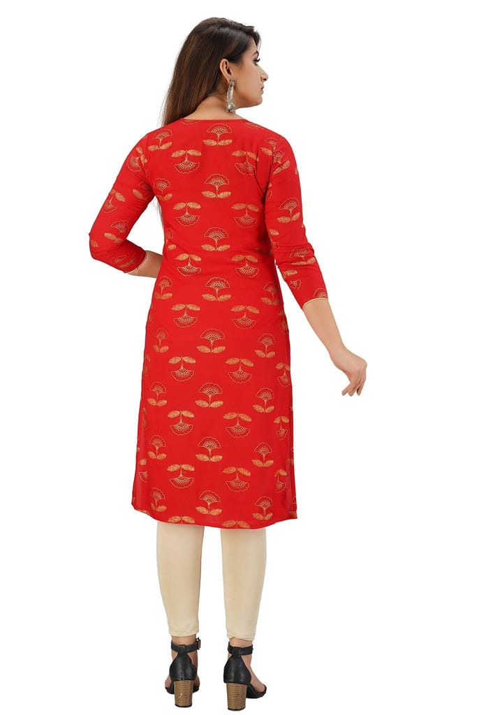 JAIPURETHNICWEAVES Women's Rayon Buti Printed Straight Kurta