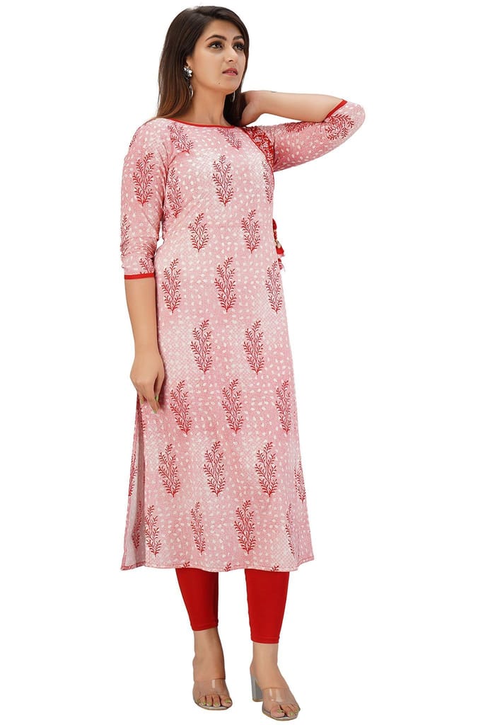 JAIPURETHNICWEAVES Women's Cotton Cambric Floral Printed Straight Kurta