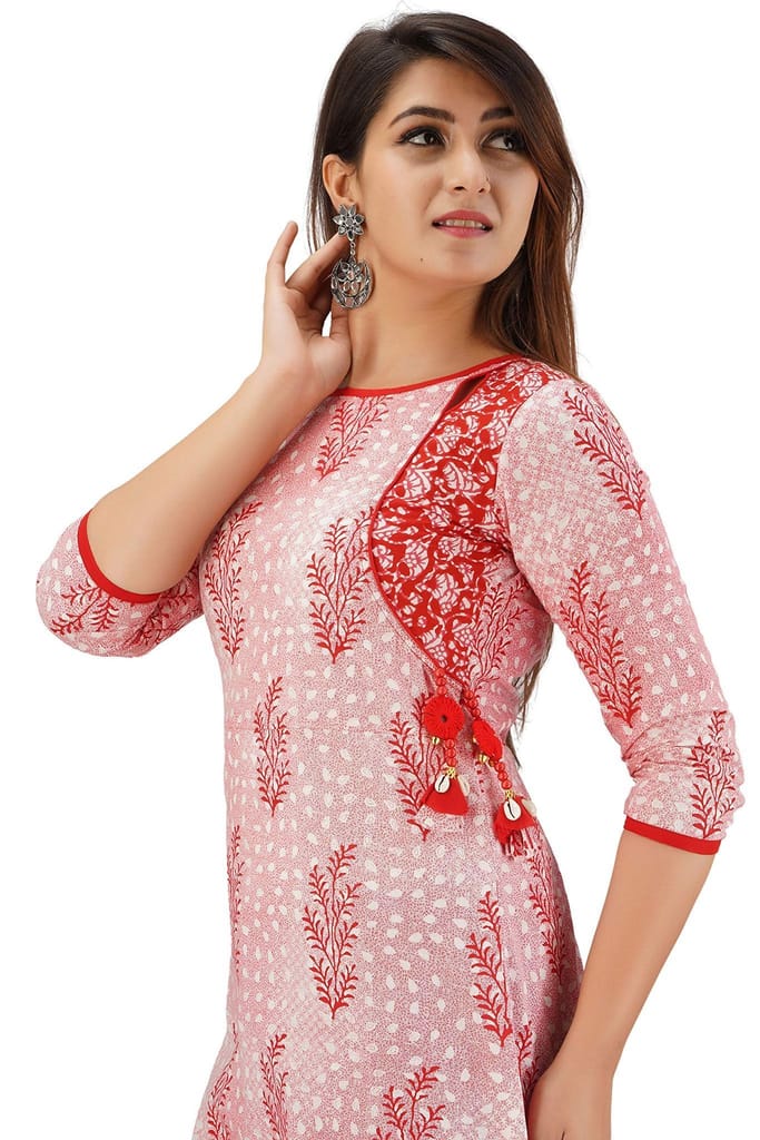 JAIPURETHNICWEAVES Women's Cotton Cambric Floral Printed Straight Kurta