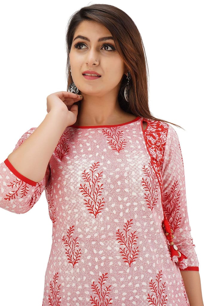 JAIPURETHNICWEAVES Women's Cotton Cambric Floral Printed Straight Kurta