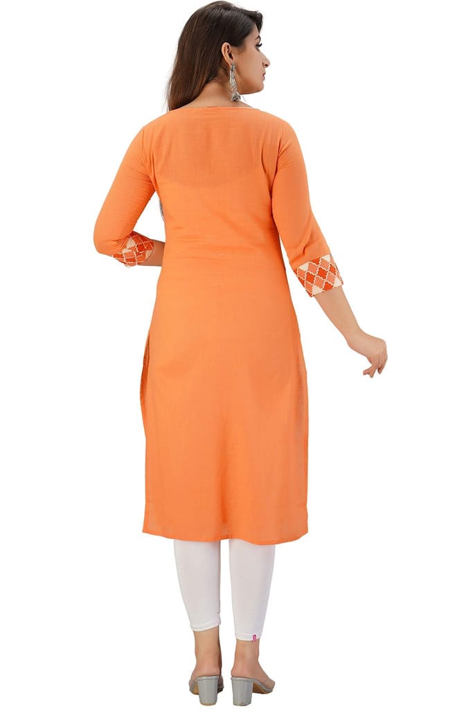 JAIPURETHNICWEAVES Women's Cotton Slub Geometric Printed Straight Kurta