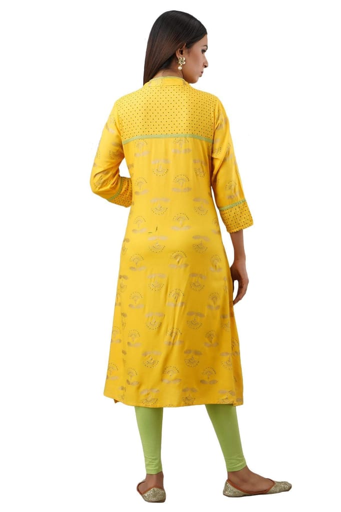 JAIPURETHNICWEAVES Women's Rayon Floral Print A-Line Kurta