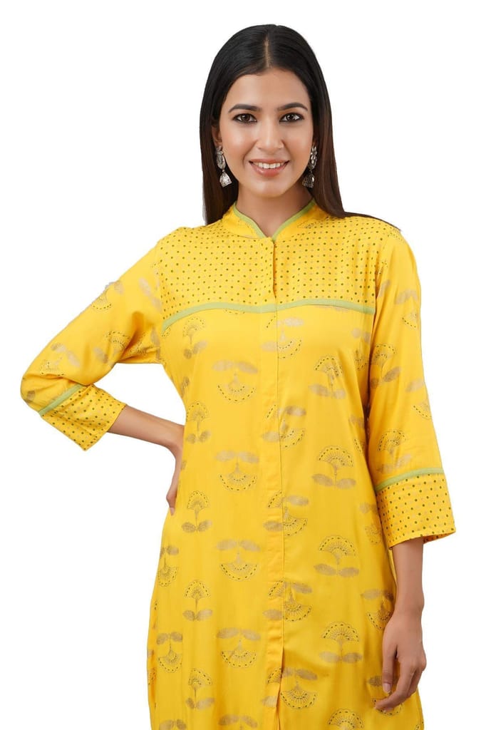 JAIPURETHNICWEAVES Women's Rayon Floral Print A-Line Kurta