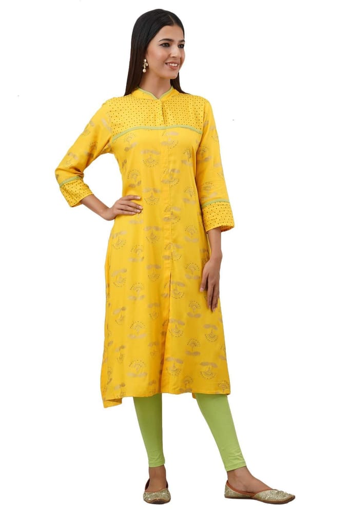 JAIPURETHNICWEAVES Women's Rayon Floral Print A-Line Kurta