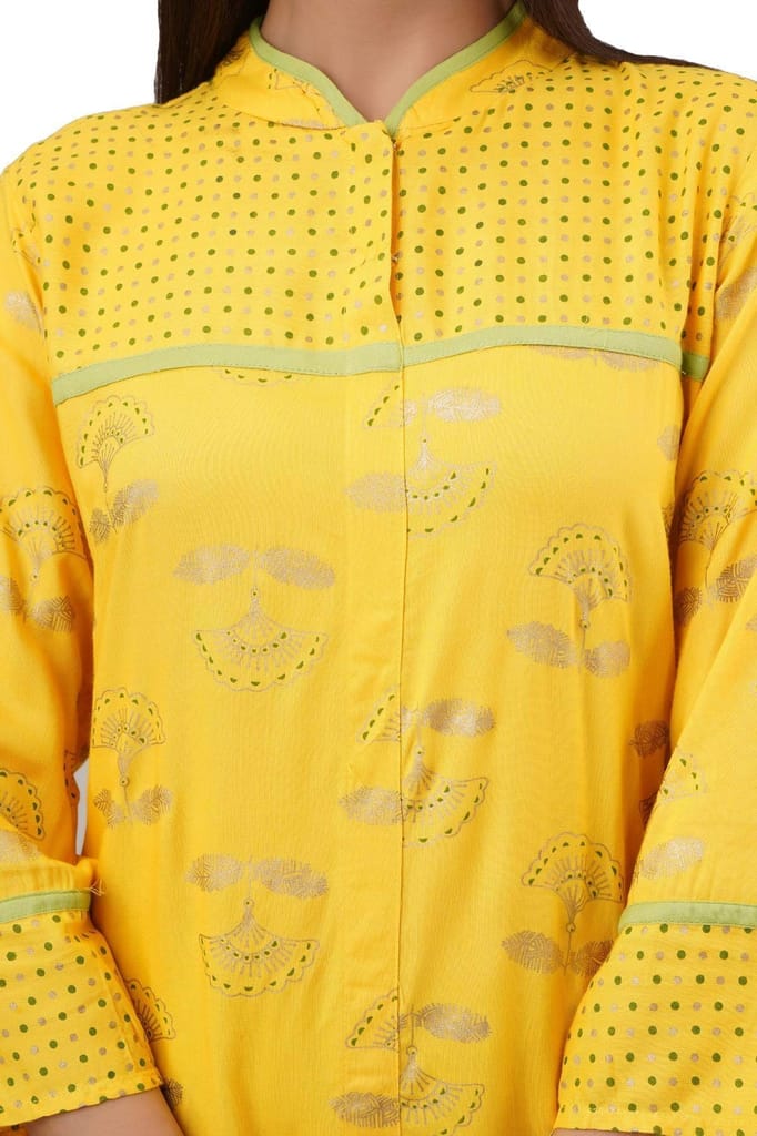 JAIPURETHNICWEAVES Women's Rayon Floral Print A-Line Kurta