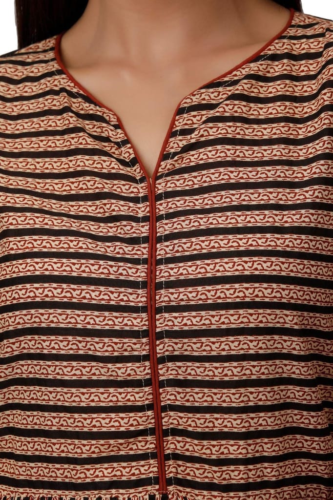 JAIPURETHNICWEAVES Women's Cotton Cambric Block Print Anarkali Kurta Churidar Dupatta Set