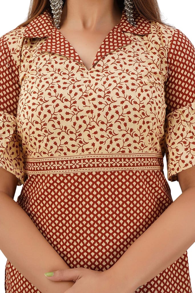 JAIPURETHNICWEAVES Women's Cotton Cambric Buti Printed Straight Kurta & Pant Set