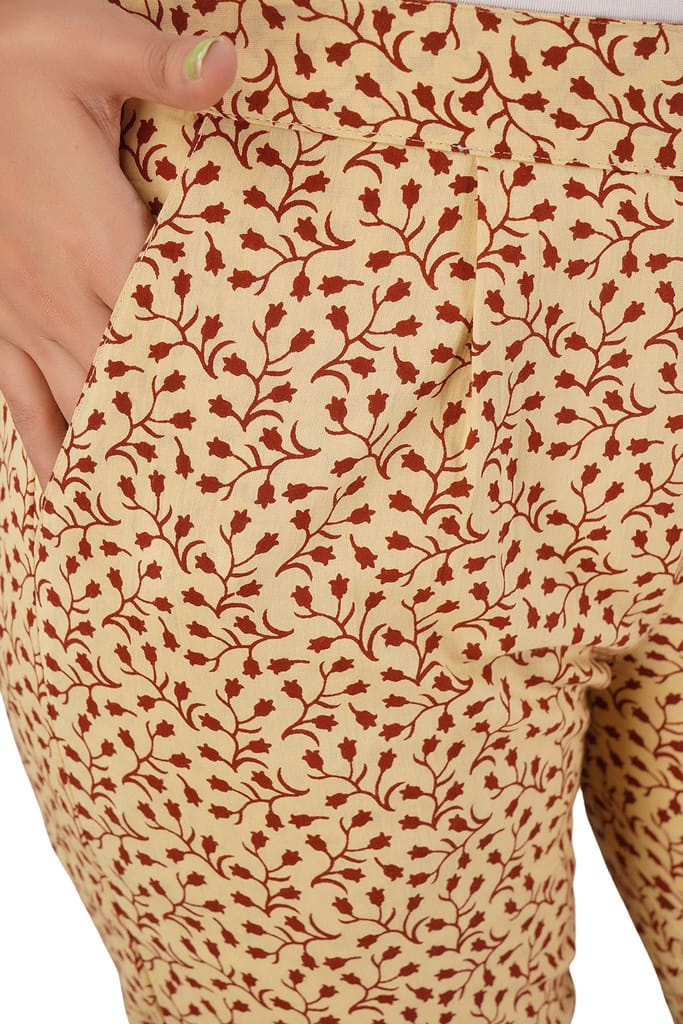 JAIPURETHNICWEAVES Women's Cotton Cambric Buti Printed Straight Kurta & Pant Set