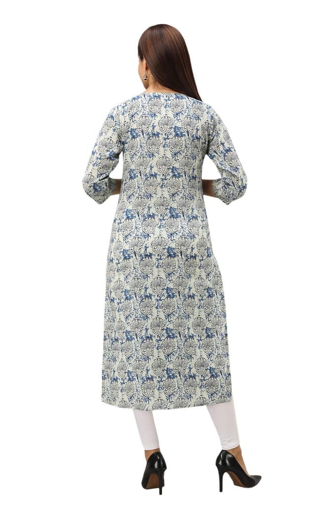 JAIPURETHNICWEAVES Women's Cotton Floral Printed Straight Kurta