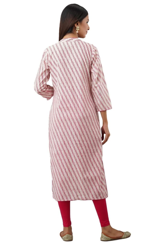 JAIPURETHNICWEAVES Women's Cotton Cambric Lehriya Print Straight Kurta