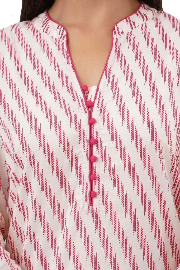 JAIPURETHNICWEAVES Women's Cotton Cambric Lehriya Print Straight Kurta