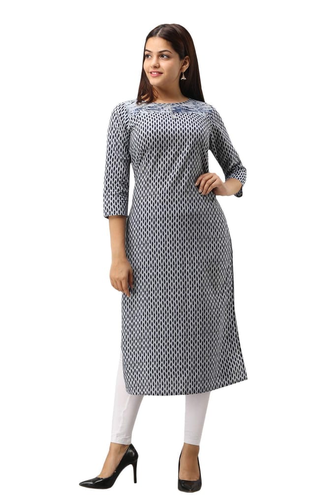 JAIPURETHNICWEAVES Women's Cotton Printed Straight Kurta