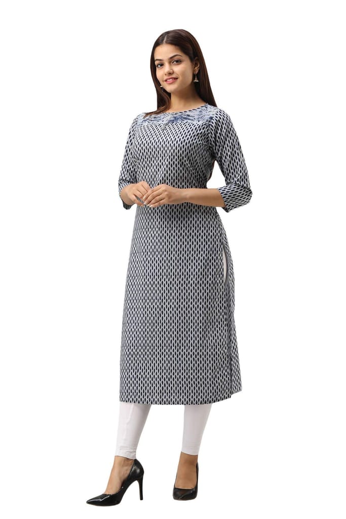 JAIPURETHNICWEAVES Women's Cotton Printed Straight Kurta