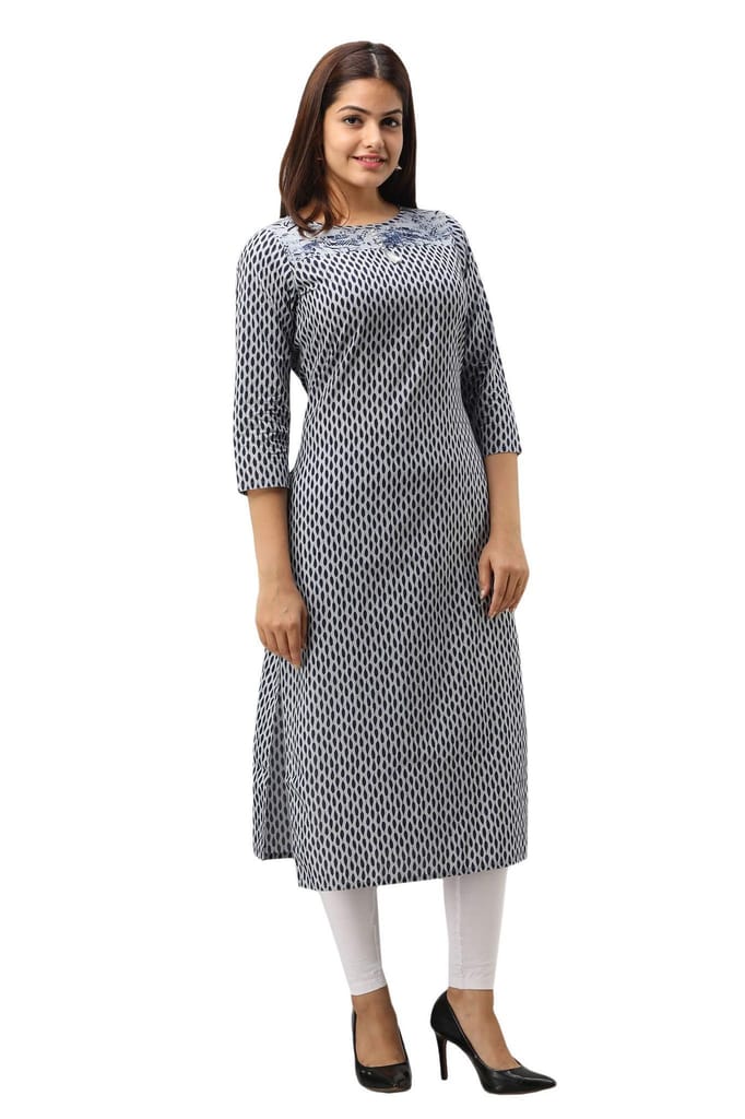 JAIPURETHNICWEAVES Women's Cotton Printed Straight Kurta