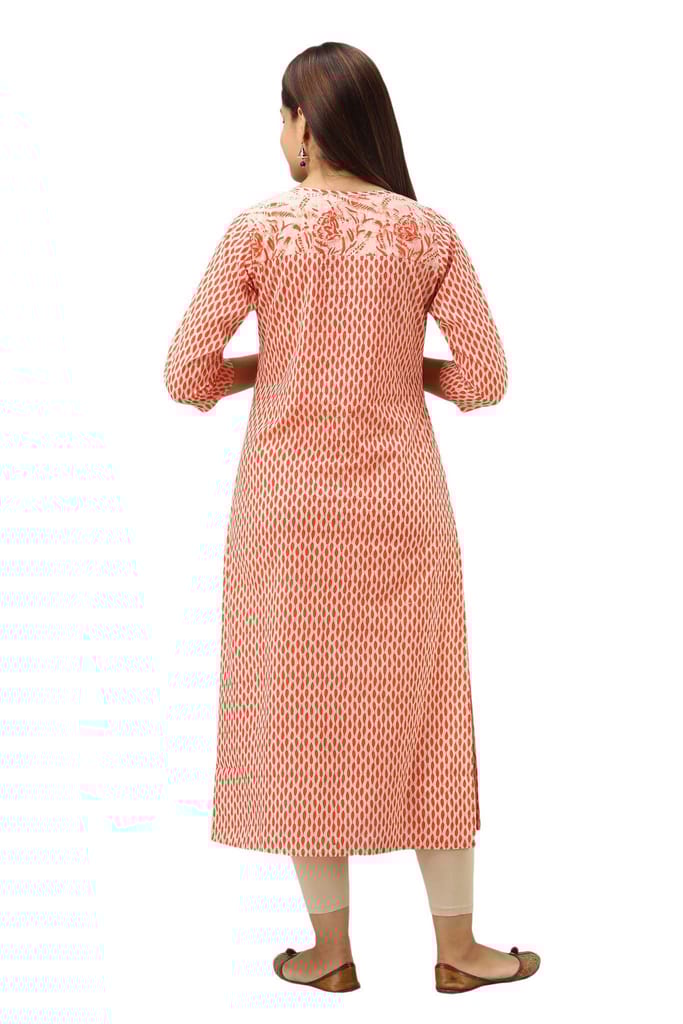 JAIPURETHNICWEAVES Women's Cotton Printed Straight Kurta