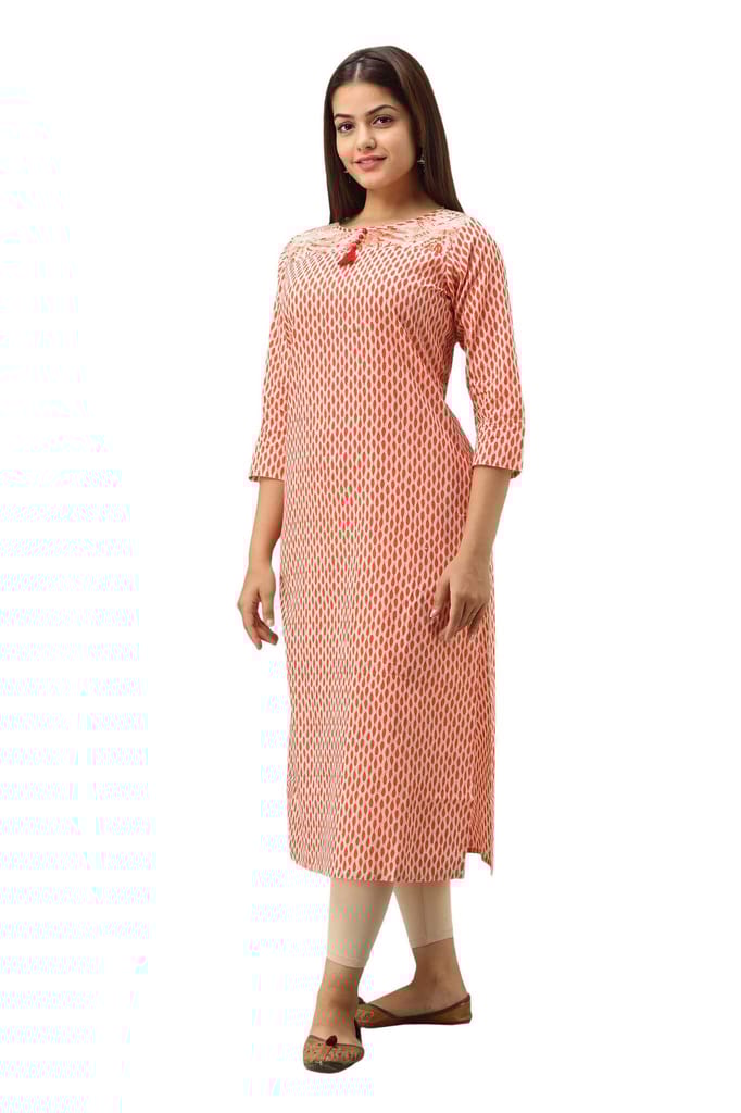JAIPURETHNICWEAVES Women's Cotton Printed Straight Kurta