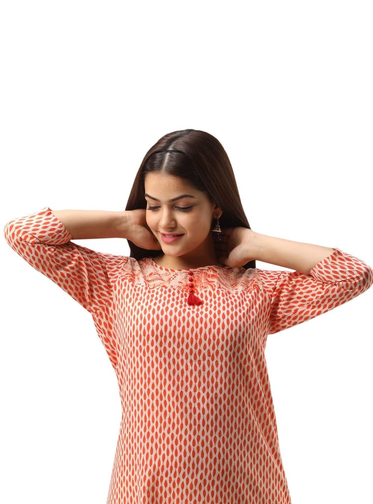 JAIPURETHNICWEAVES Women's Cotton Printed Straight Kurta