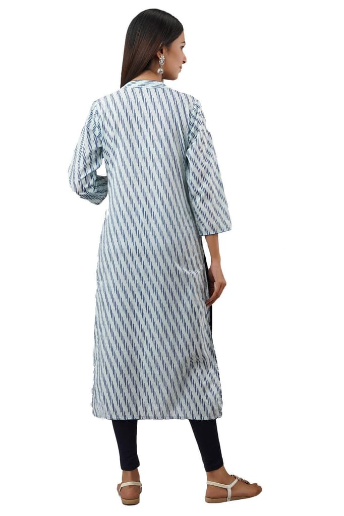 JAIPURETHNICWEAVES Women's Cotton Cambric Lehriya Print Straight Kurta