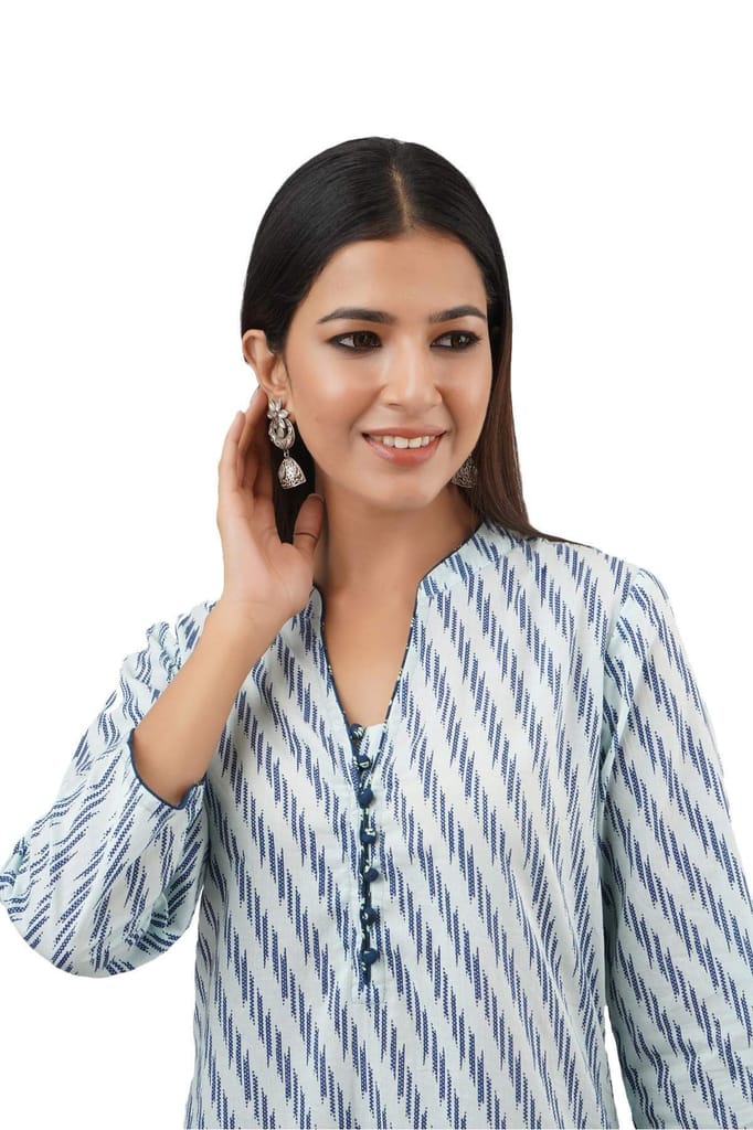 JAIPURETHNICWEAVES Women's Cotton Cambric Lehriya Print Straight Kurta