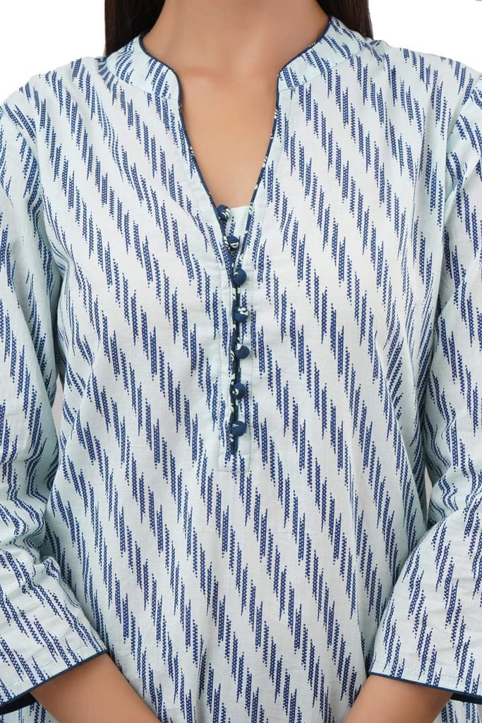 JAIPURETHNICWEAVES Women's Cotton Cambric Lehriya Print Straight Kurta