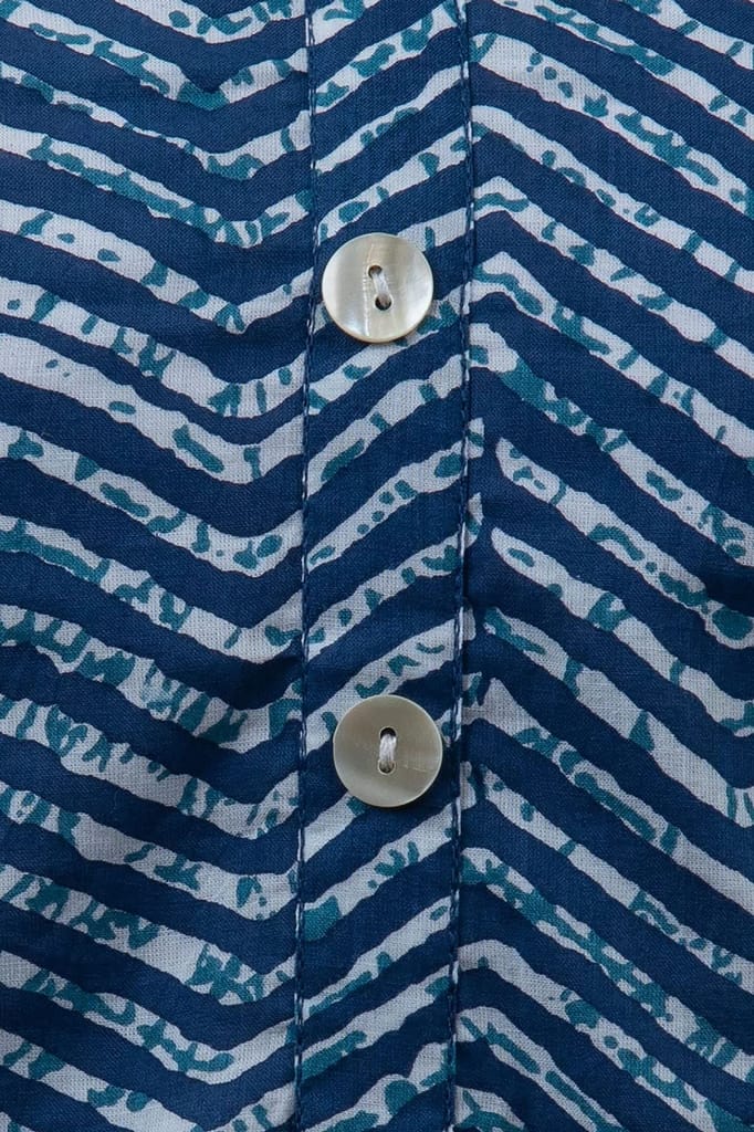 JAIPURETHNICWEAVESWomens Cotton Cambric Block Print Straight Tunic (Blue)