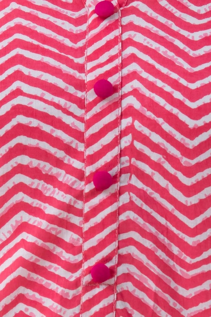 JAIPURETHNICWEAVESWomens Cotton Cambric Block Print Straight Tunic (Pink)