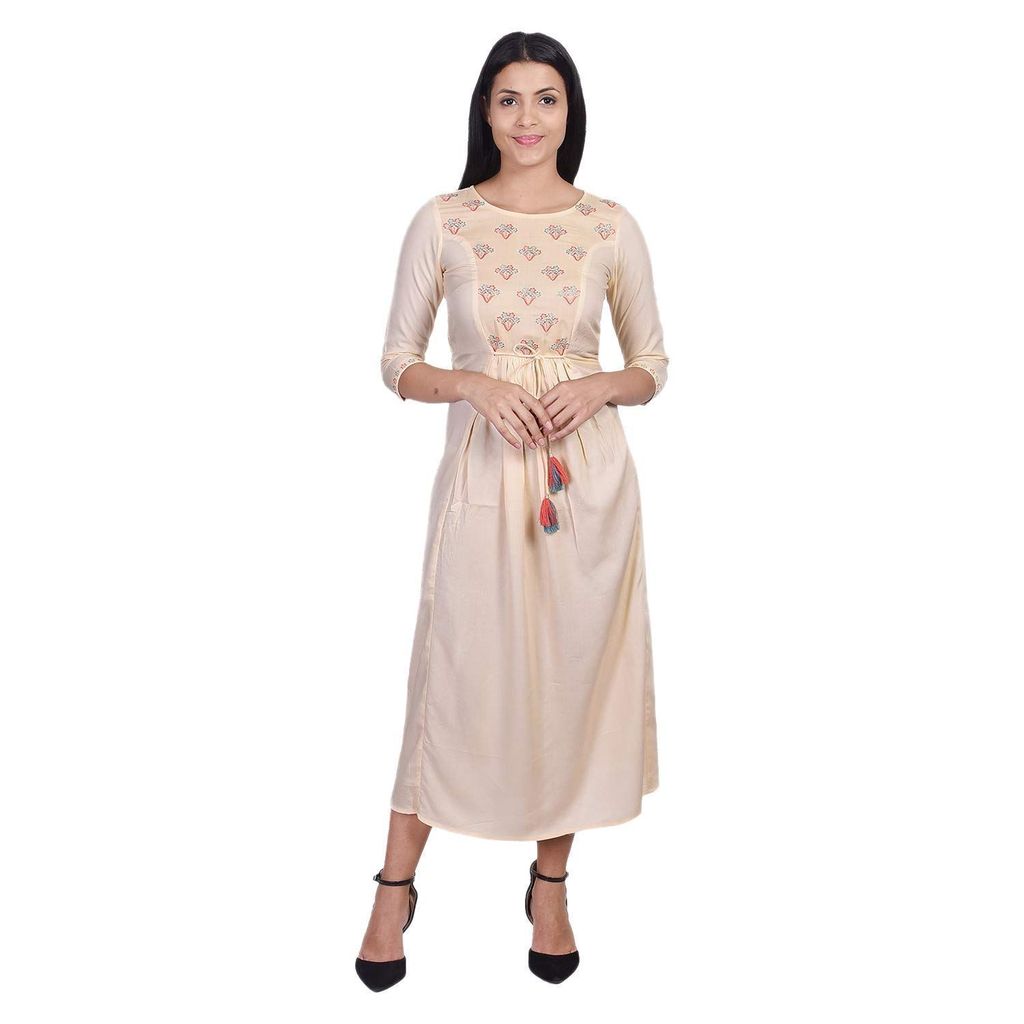 JAIPURETHNICWEAVES Women's Rayon Embroidered Anarkali Kurta