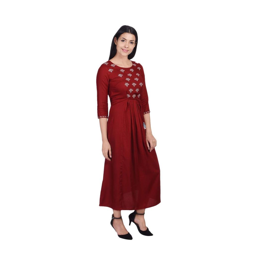 JAIPURETHNICWEAVES Women's Rayon Embroidered Anarkali Kurta