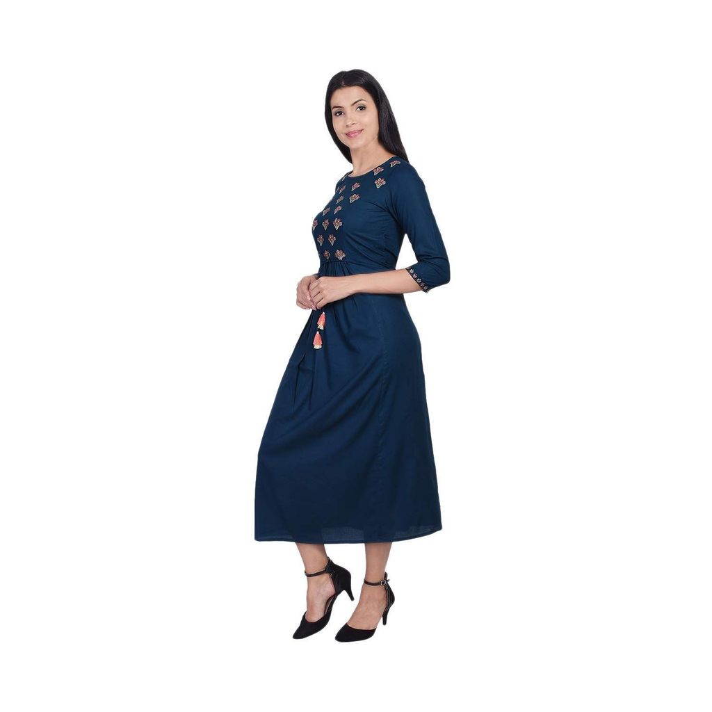 JAIPURETHNICWEAVES Women's Rayon Embroidered Anarkali Kurta