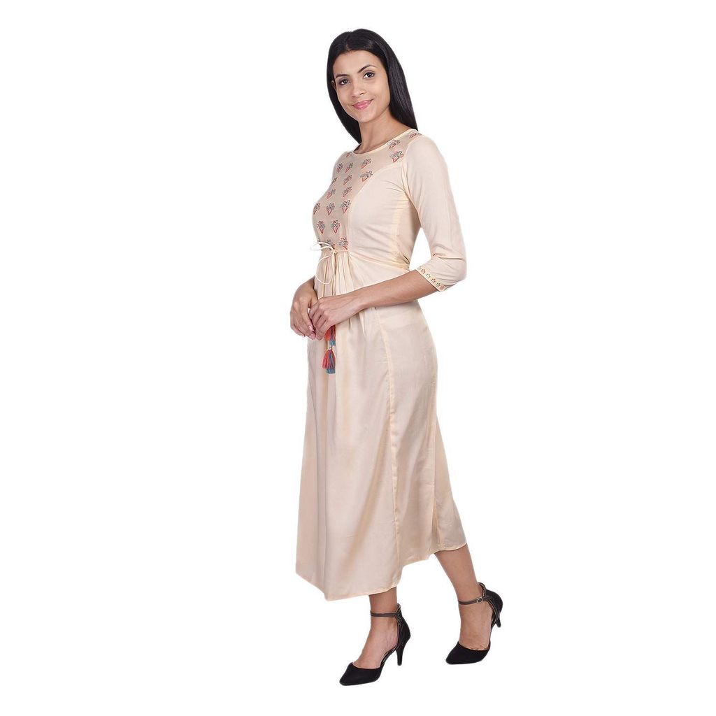 JAIPURETHNICWEAVES Women's Rayon Embroidered Anarkali Kurta