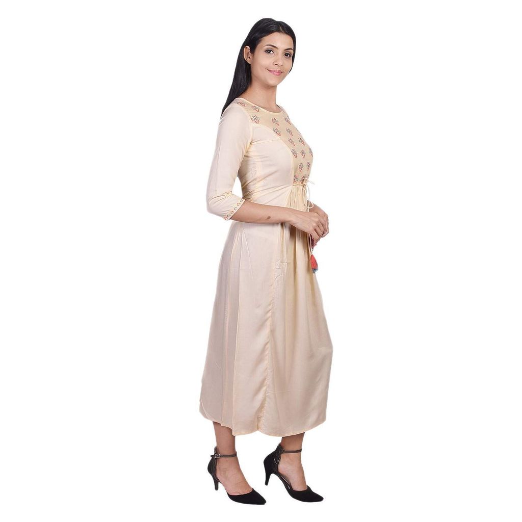 JAIPURETHNICWEAVES Women's Rayon Embroidered Anarkali Kurta