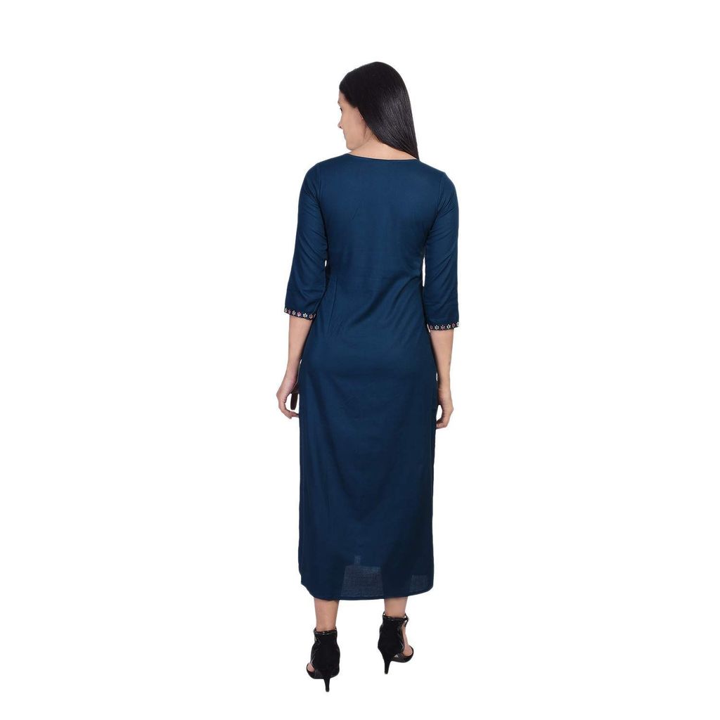 JAIPURETHNICWEAVES Women's Rayon Embroidered Anarkali Kurta