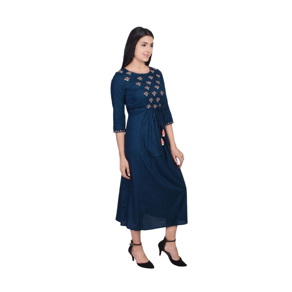 JAIPURETHNICWEAVES Women's Rayon Embroidered Anarkali Kurta