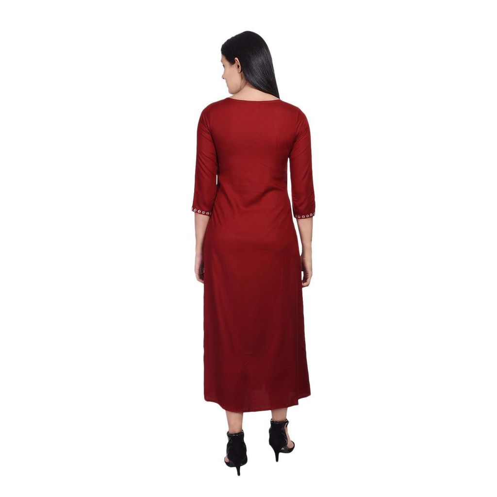 JAIPURETHNICWEAVES Women's Rayon Embroidered Anarkali Kurta