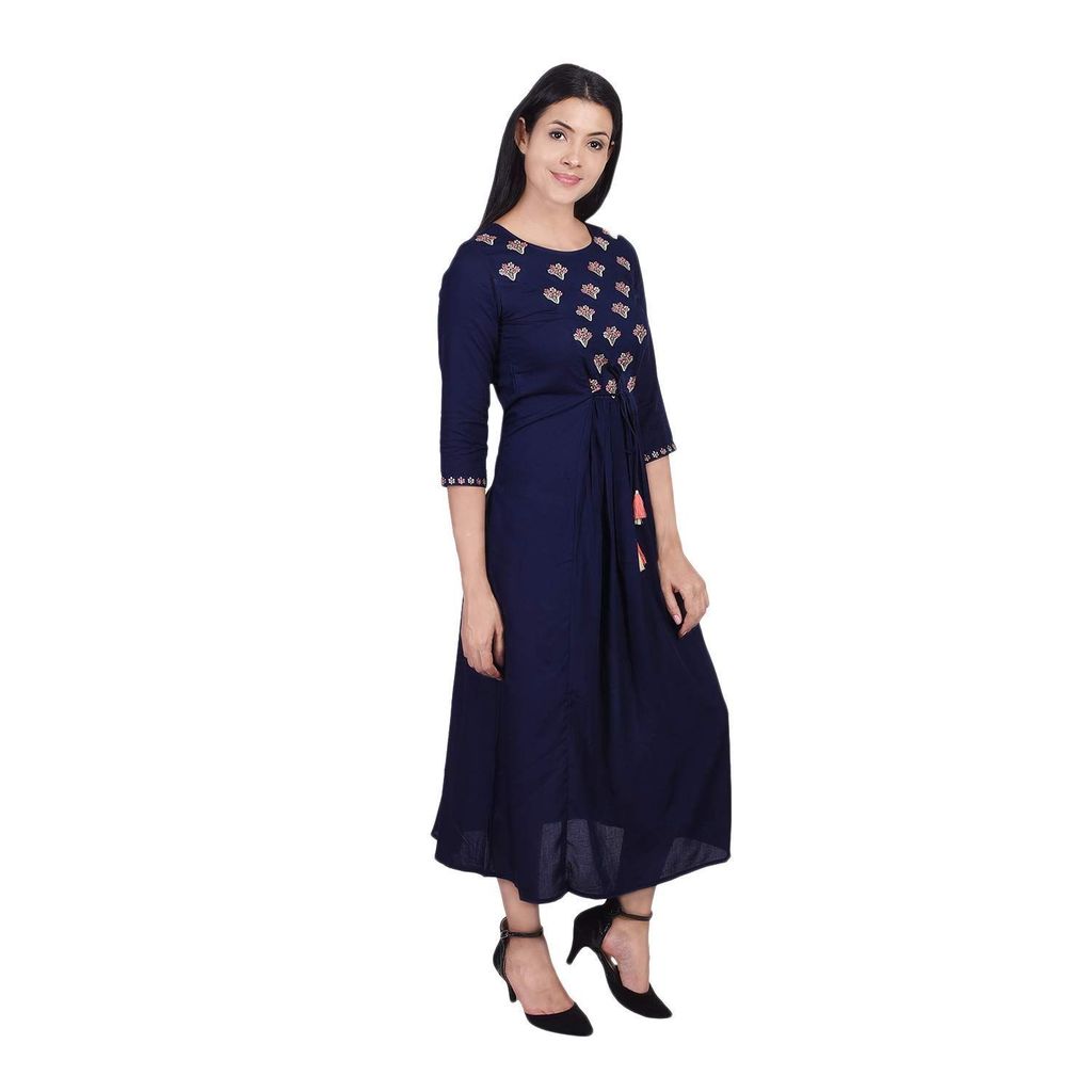 JAIPURETHNICWEAVES Women's Rayon Embroidered Anarkali Kurta