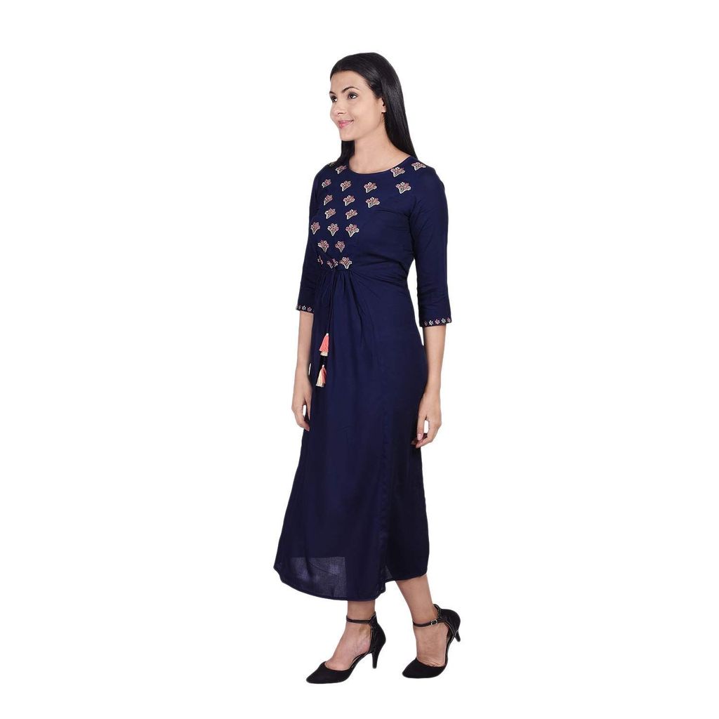 JAIPURETHNICWEAVES Women's Rayon Embroidered Anarkali Kurta