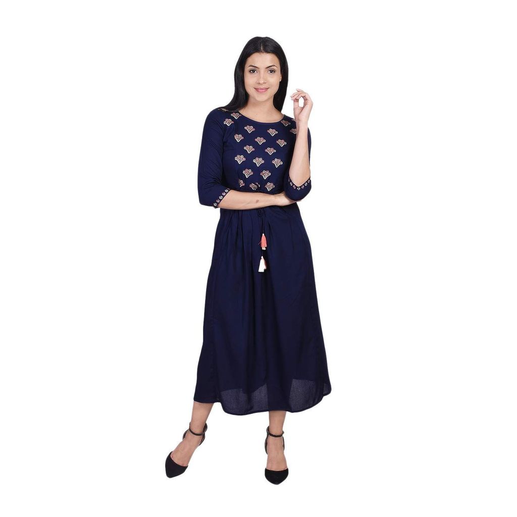 JAIPURETHNICWEAVES Women's Rayon Embroidered Anarkali Kurta