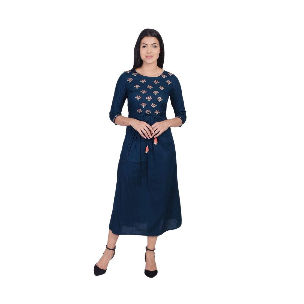 JAIPURETHNICWEAVES Women's Rayon Embroidered Anarkali Kurta