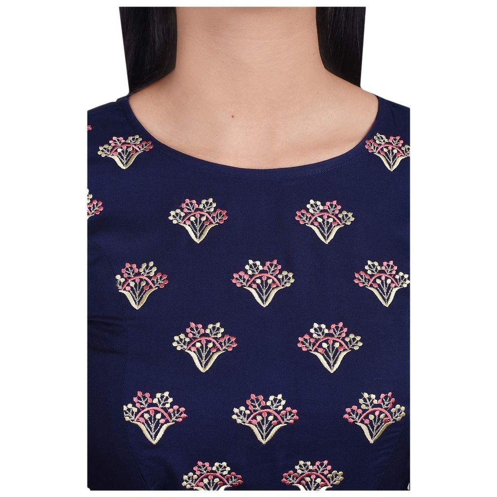 JAIPURETHNICWEAVES Women's Rayon Embroidered Anarkali Kurta