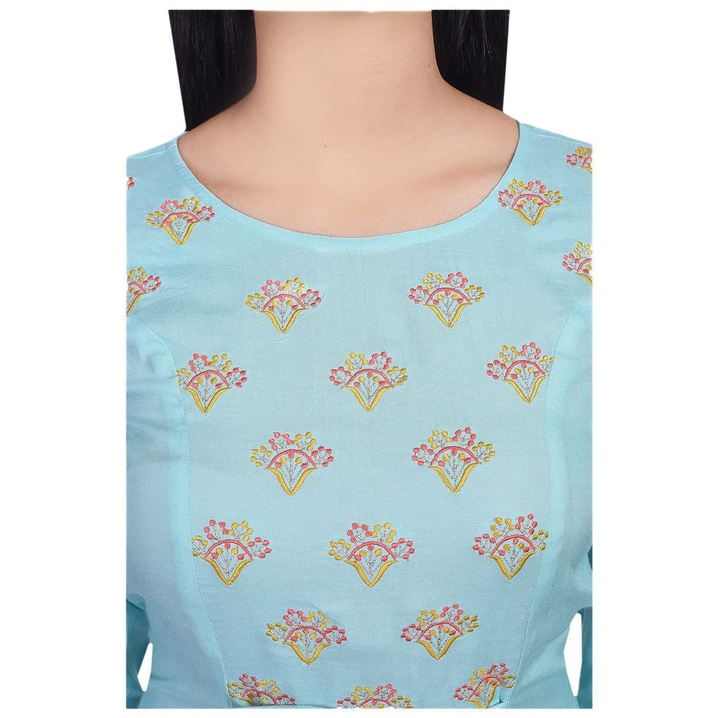 JAIPURETHNICWEAVES Women's Rayon Embroidered Anarkali Kurta