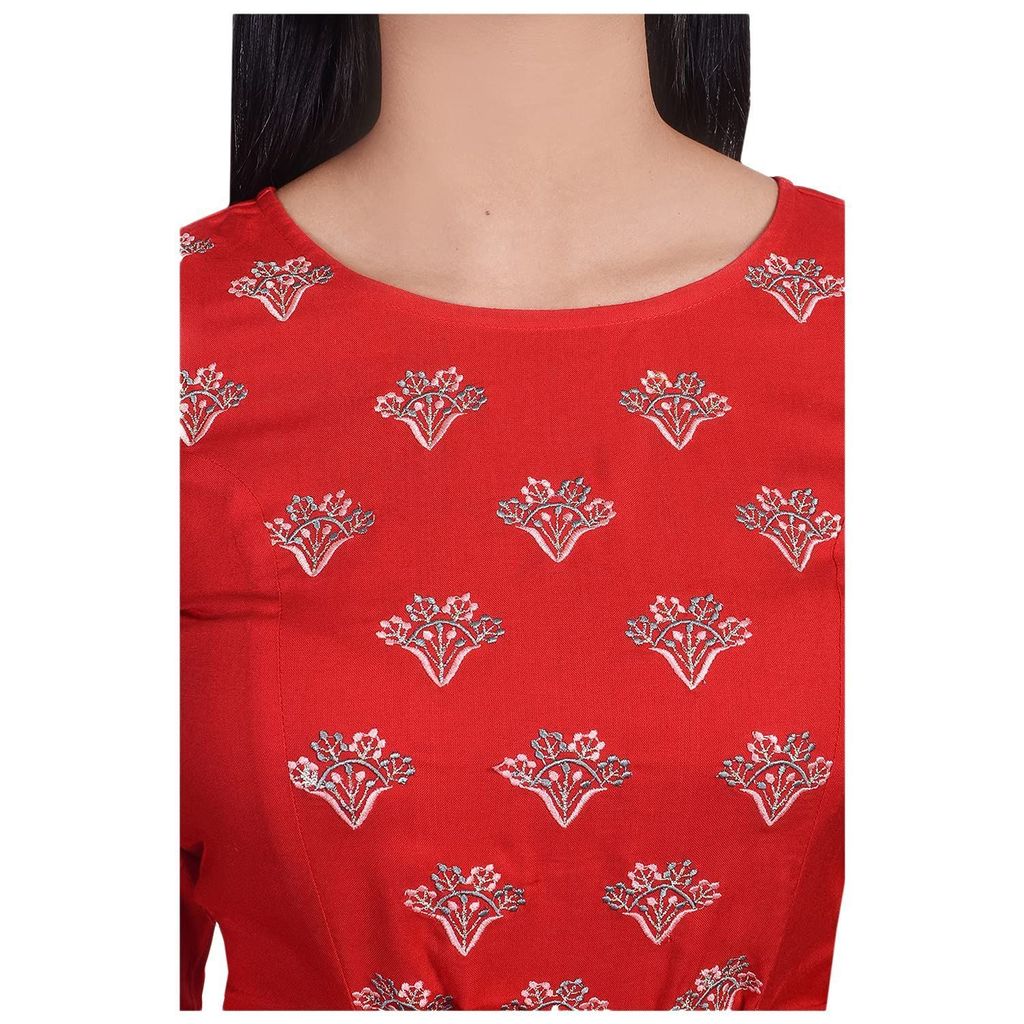 JAIPURETHNICWEAVES Women's Rayon Embroidered Anarkali Kurta