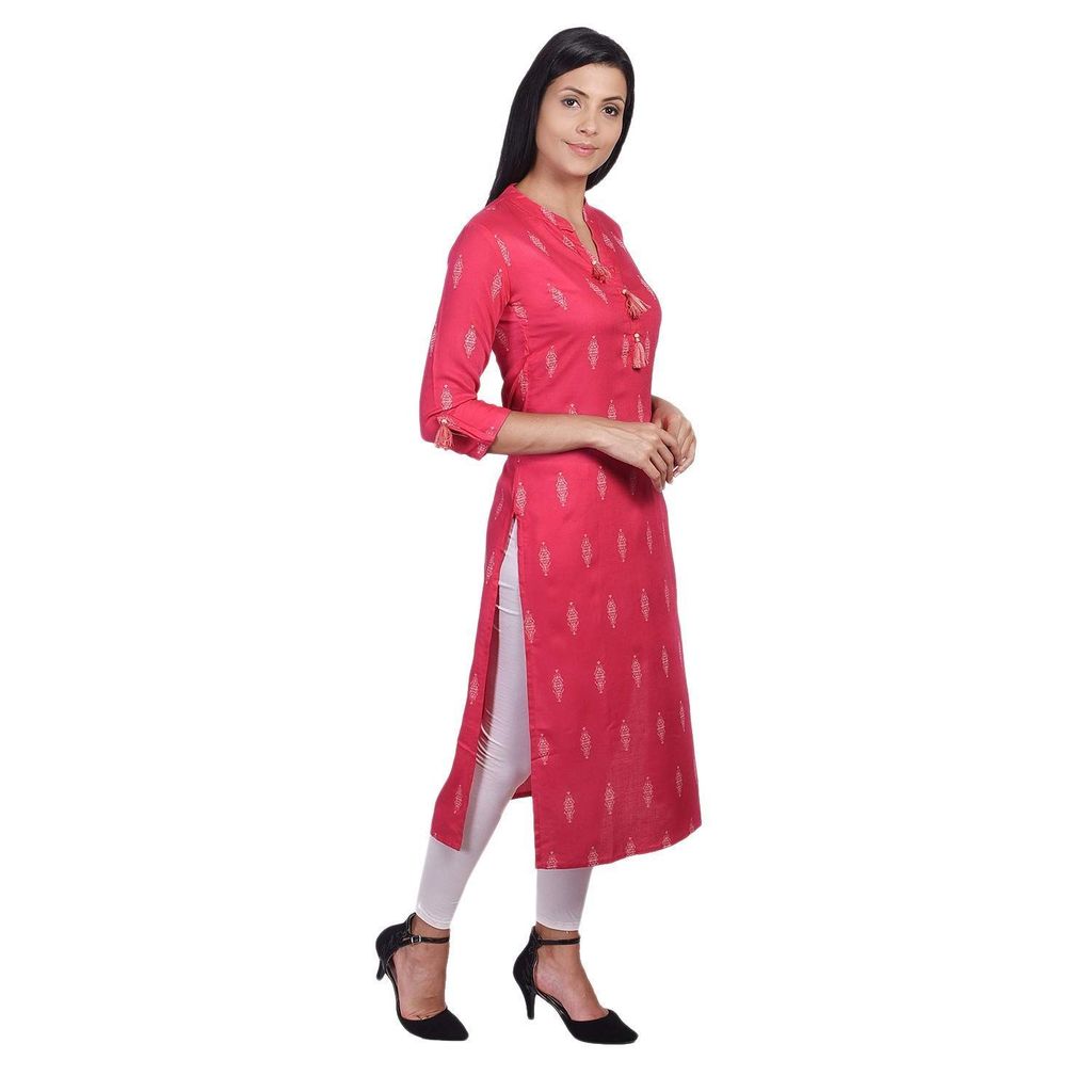 JAIPURETHNICWEAVES Women's Cotton Geometric Printed Straight Kurta