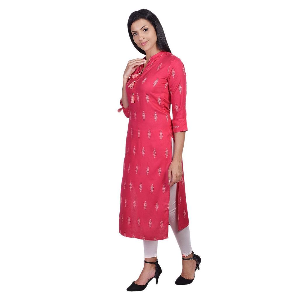 JAIPURETHNICWEAVES Women's Cotton Geometric Printed Straight Kurta