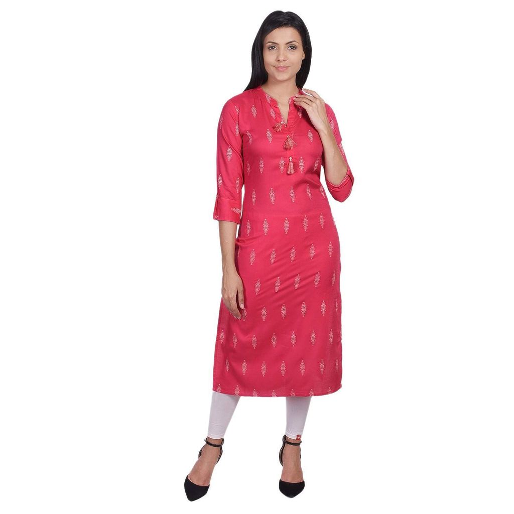 JAIPURETHNICWEAVES Women's Cotton Geometric Printed Straight Kurta